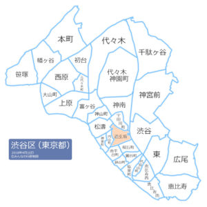 渋谷区道玄坂の位置を示した地図