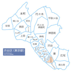 渋谷区恵比寿西の位置を示した地図