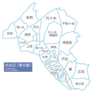 渋谷区鉢山町の位置を示した地図