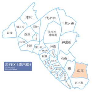 渋谷区広尾の位置を示した地図