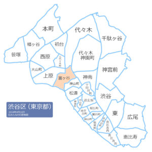 渋谷区富ヶ谷の位置を示した地図